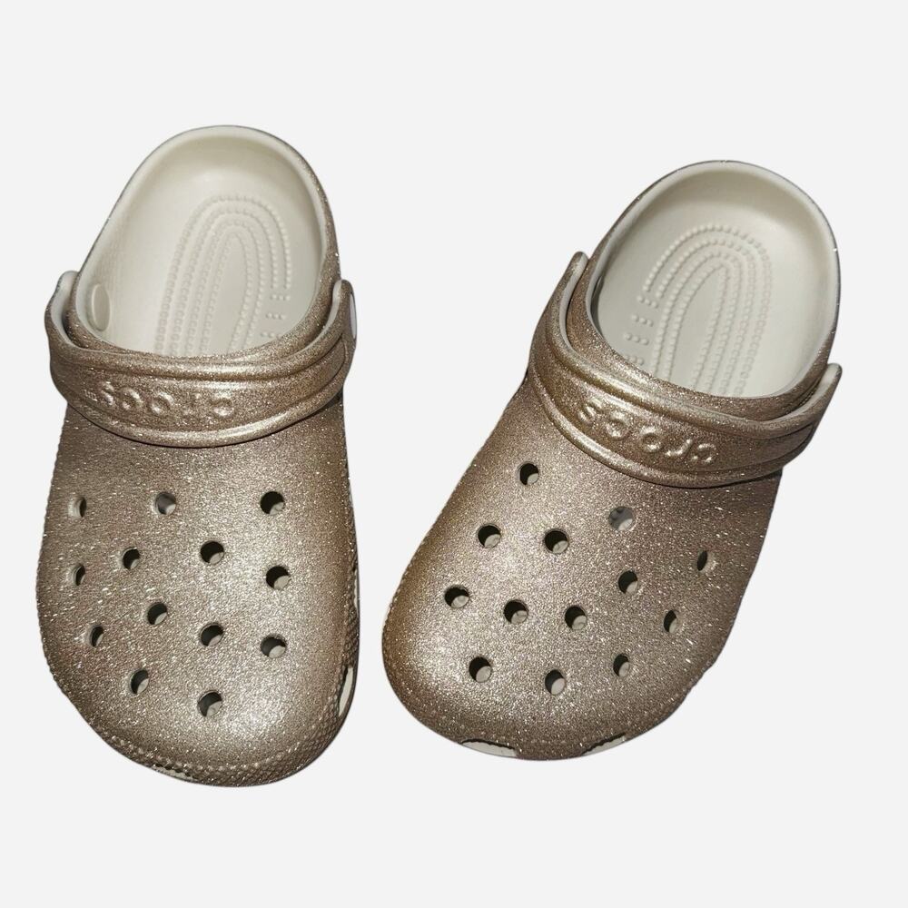 Women's Crocs Champagne Classic Glitter Clogs Comfortable and Lightweight W/4 M2